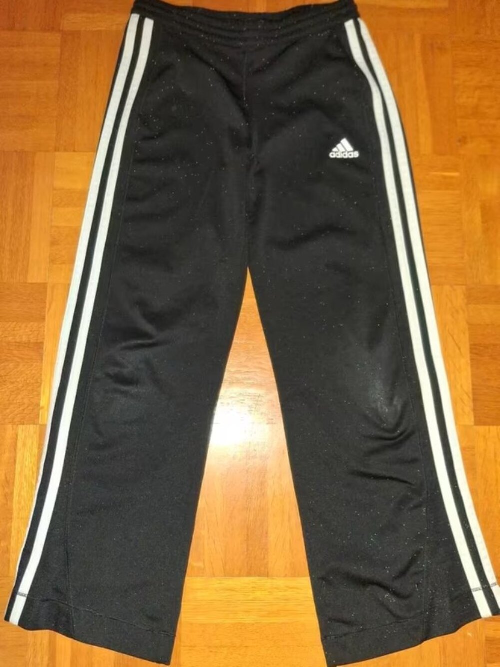 Adidas Kids' Black 3-Stripes Track Pants — US Youth Size 8, Excellent Condition